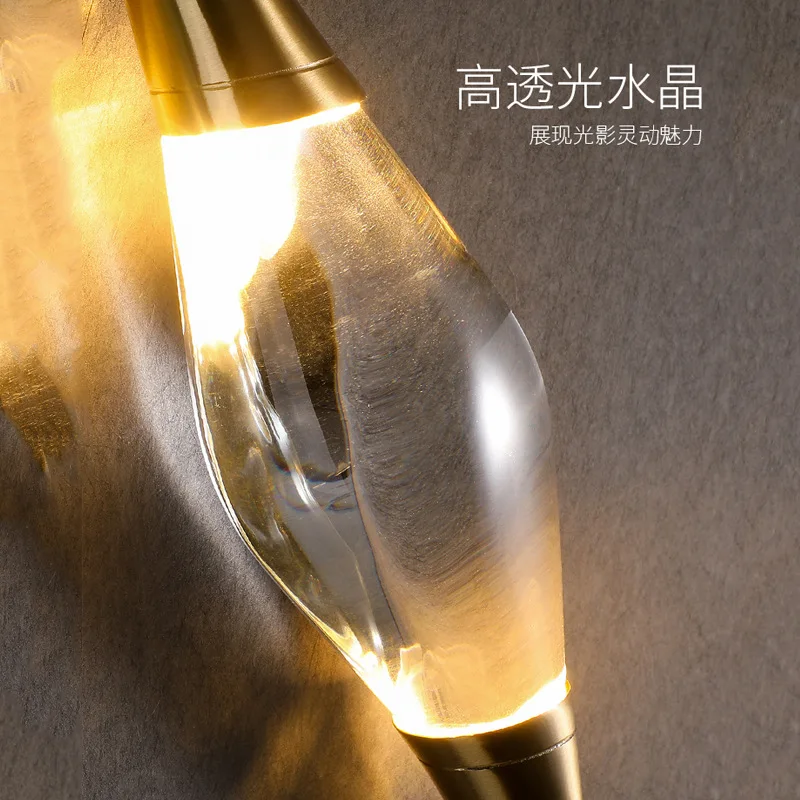 lampe de chevet postmoderne nordique en cuivre et cristal - Image 3