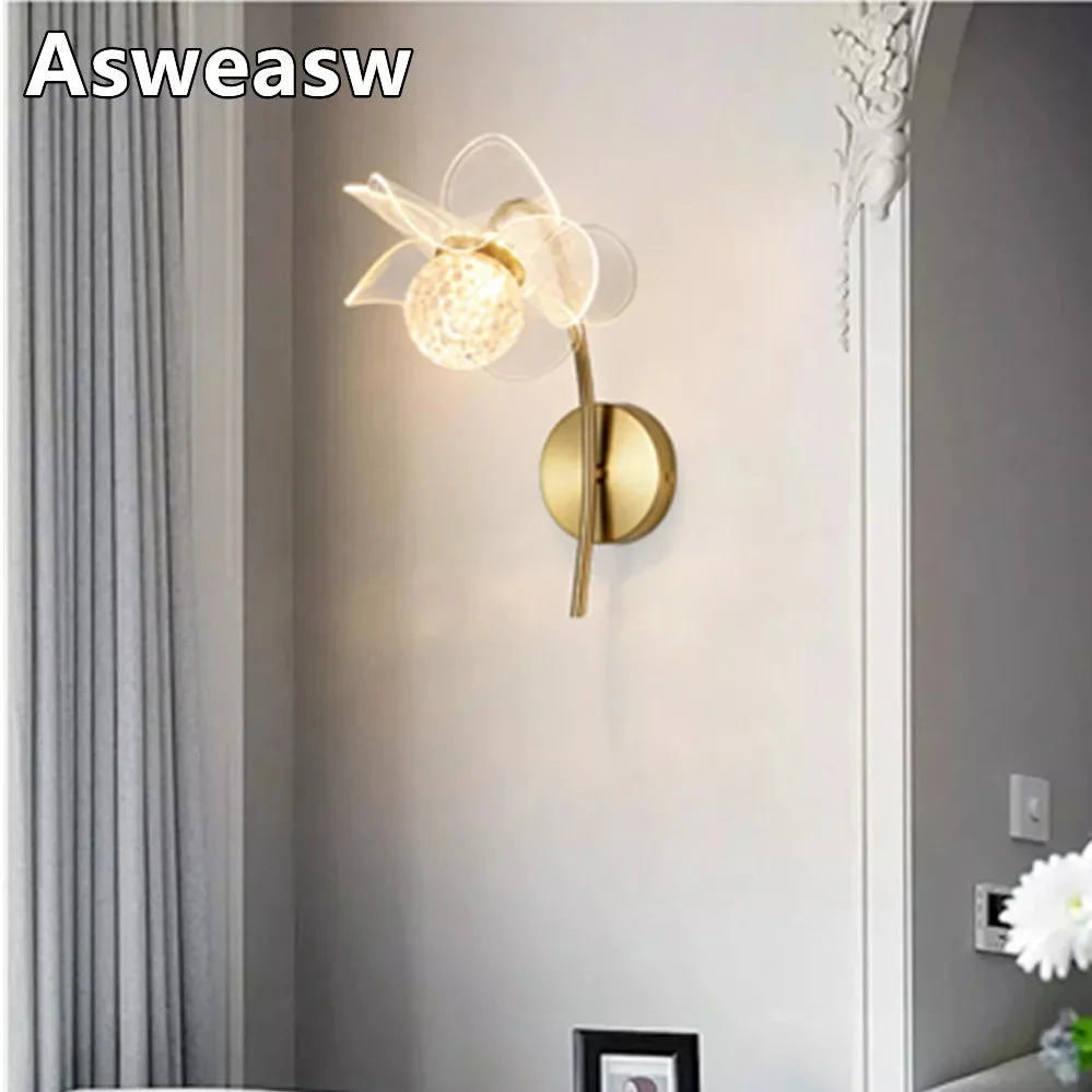 Lampe de applique murale LED en cristal nordique salon chambre fond applique murale couloir allée grenier lampes de chevet maison luminaire moderne