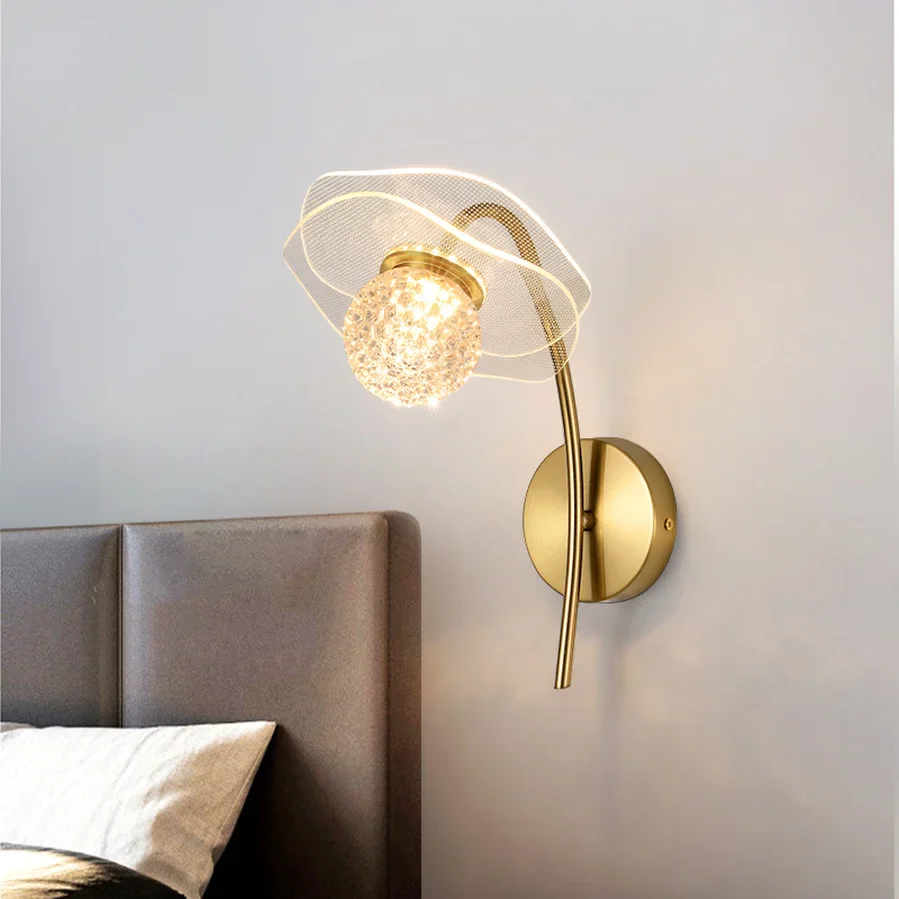 Lampe de applique murale LED en cristal nordique salon chambre fond applique murale couloir allée grenier lampes de chevet maison luminaire moderne - Image 4