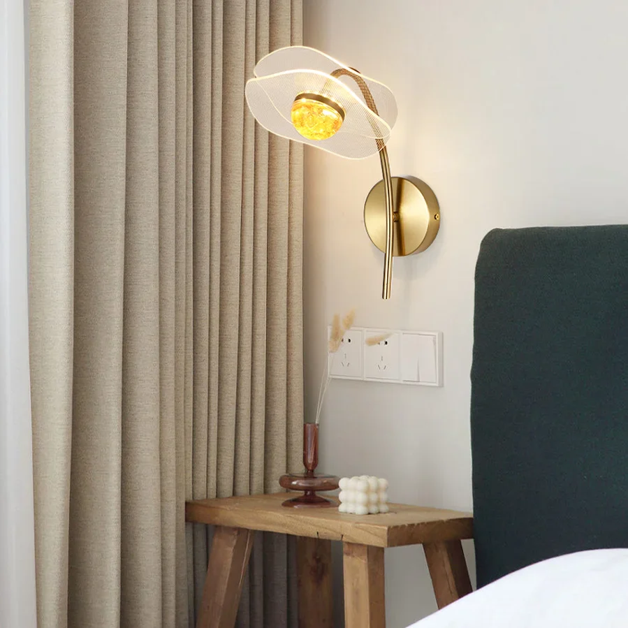 Lampe de applique murale LED en cristal nordique salon chambre fond applique murale couloir allée grenier lampes de chevet maison luminaire moderne - Image 6