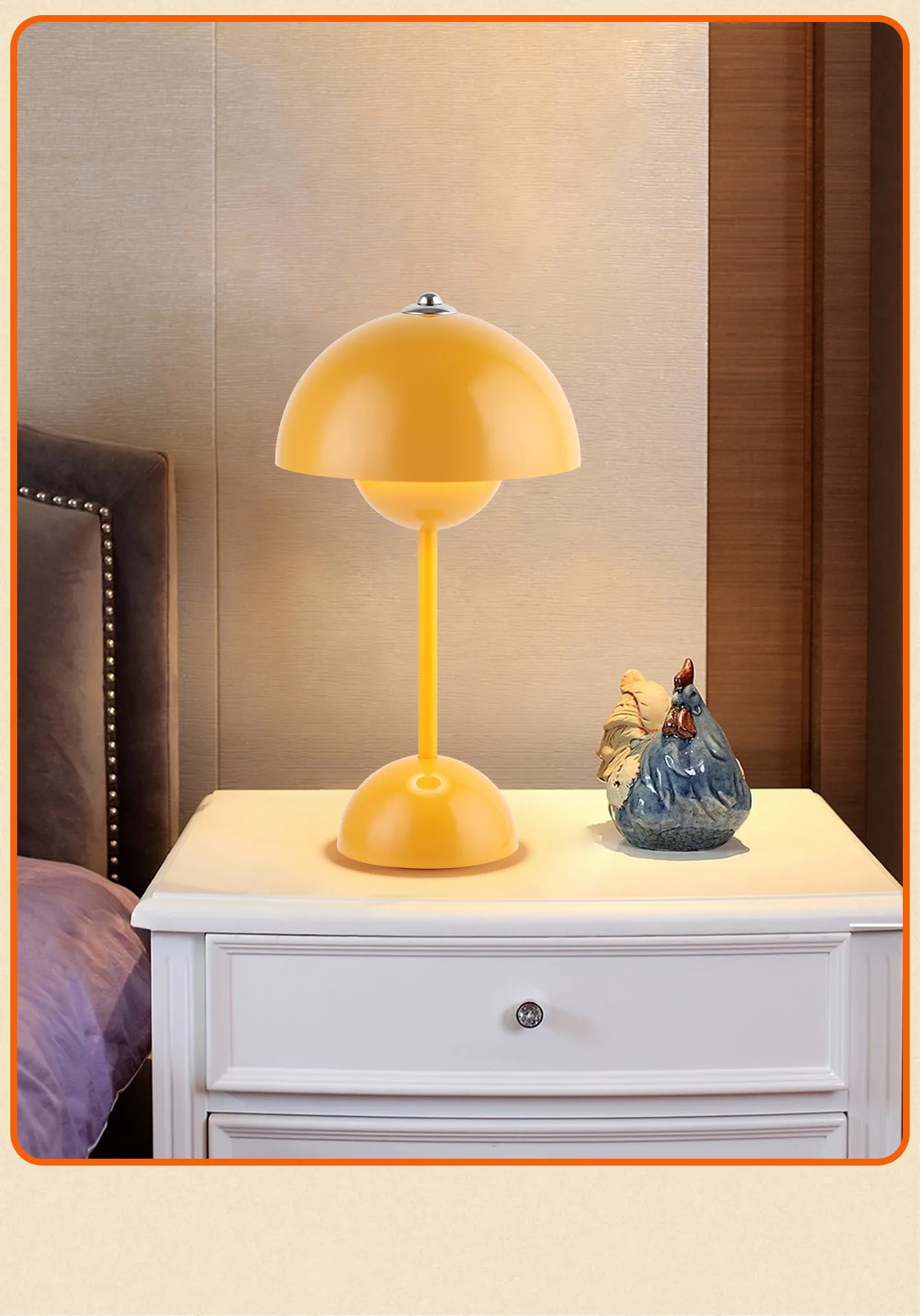 Lampe de table led nordique interrupteur tactile supérieur lampe de table de chargement USB lampe de champignon de bourgeon de fleur lampe de table décorative de table de chevet - Image 2