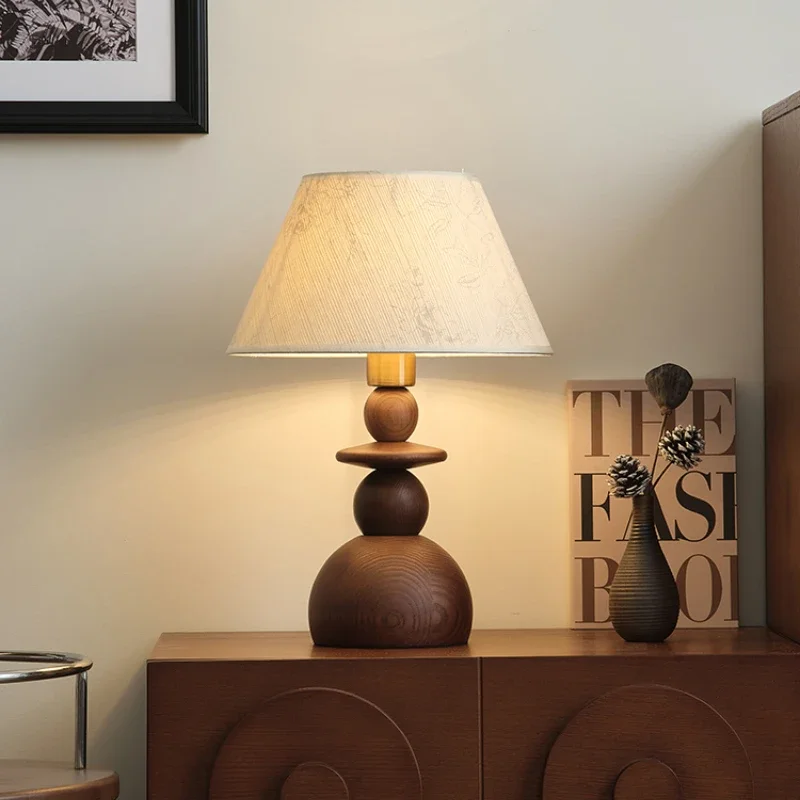 lampe de table médiévale en bois massif design rétro simple - Image 2