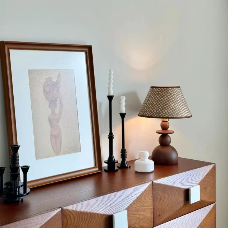 lampe de table médiévale en bois massif design rétro simple - Image 3