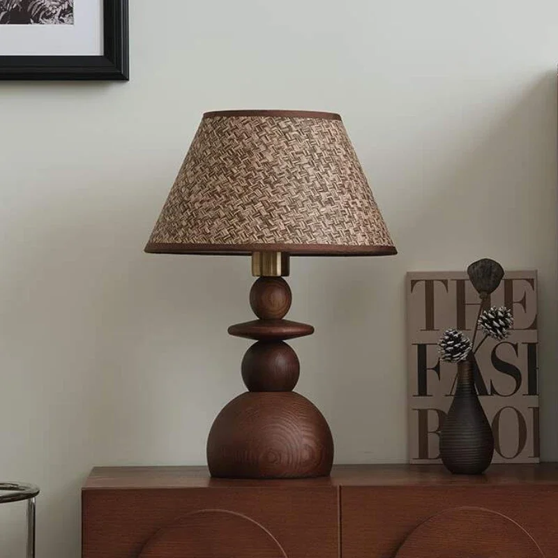 lampe de table médiévale en bois massif design rétro simple - Image 6