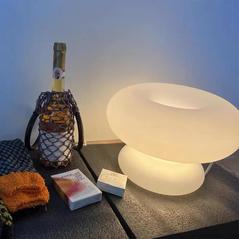 lampe de table moderne cercle laiteux à intensité réglable