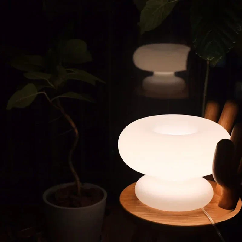 lampe de table moderne cercle laiteux à intensité réglable - Image 3