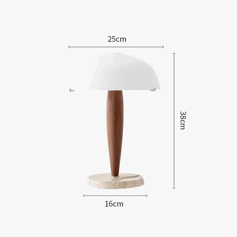 lampe de table moderne en bois et marbre avec abat-jour en verre - Image 7