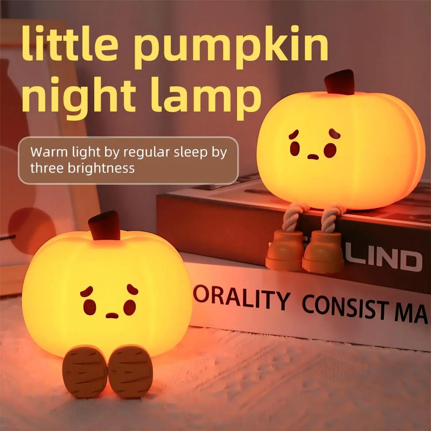 Lampe LED en forme de citrouille mignonne en Silicone - Image 2