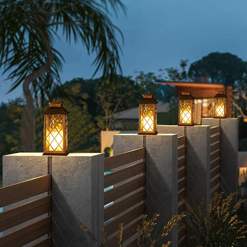 Lampe LED solaire européenne rétro électronique bougie lanterne crépuscule à l'aube lampe décorative solaire pour intérieur extérieur jardin terrasse - Image 2