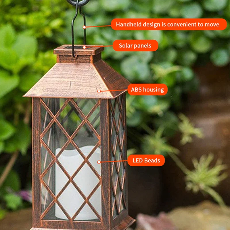 Lampe LED solaire européenne rétro électronique bougie lanterne crépuscule à l'aube lampe décorative solaire pour intérieur extérieur jardin terrasse - Image 3