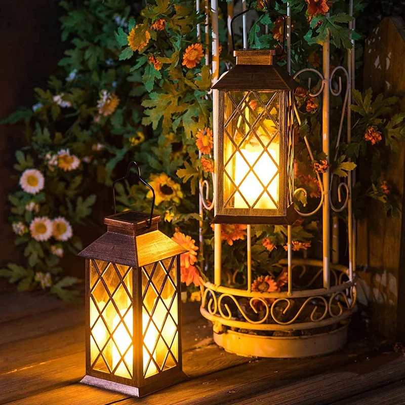 Lampe LED solaire européenne rétro électronique bougie lanterne crépuscule à l'aube lampe décorative solaire pour intérieur extérieur jardin terrasse - Image 4