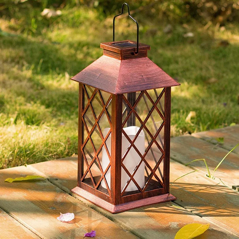 Lampe LED solaire européenne rétro électronique bougie lanterne crépuscule à l'aube lampe décorative solaire pour intérieur extérieur jardin terrasse - Image 5