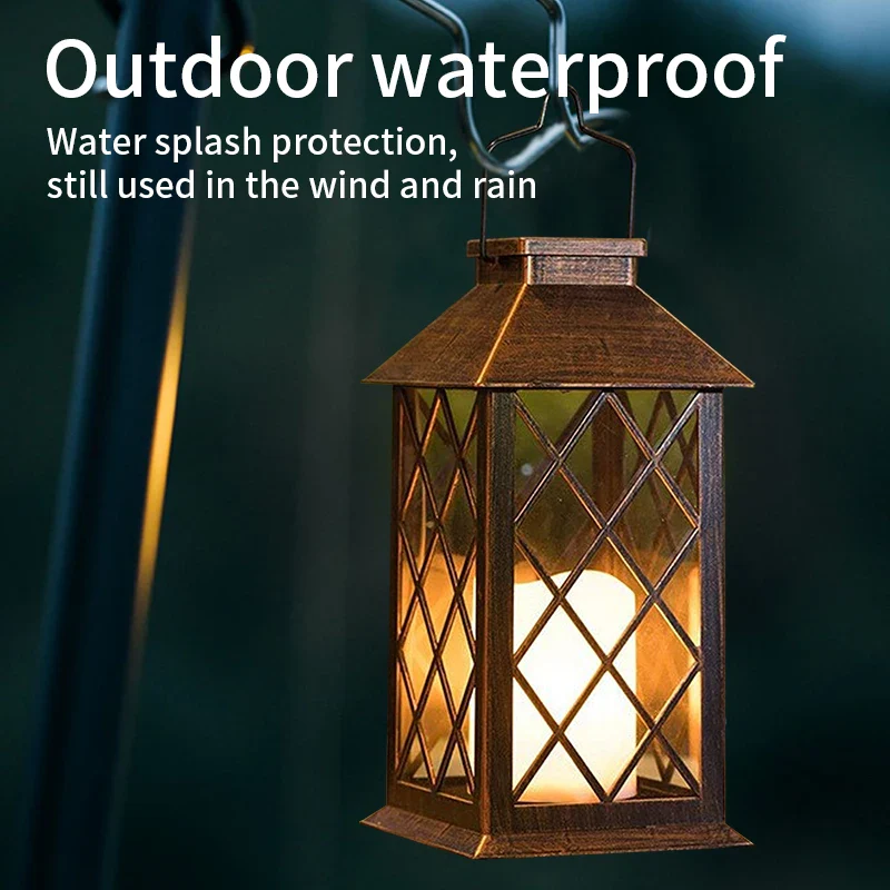 Lampe LED solaire européenne rétro électronique bougie lanterne crépuscule à l'aube lampe décorative solaire pour intérieur extérieur jardin terrasse - Image 6