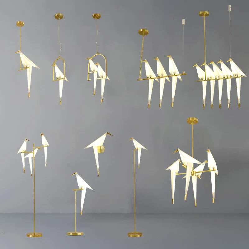 suspension LED design nordique en acrylique forme oiseau - Image 2