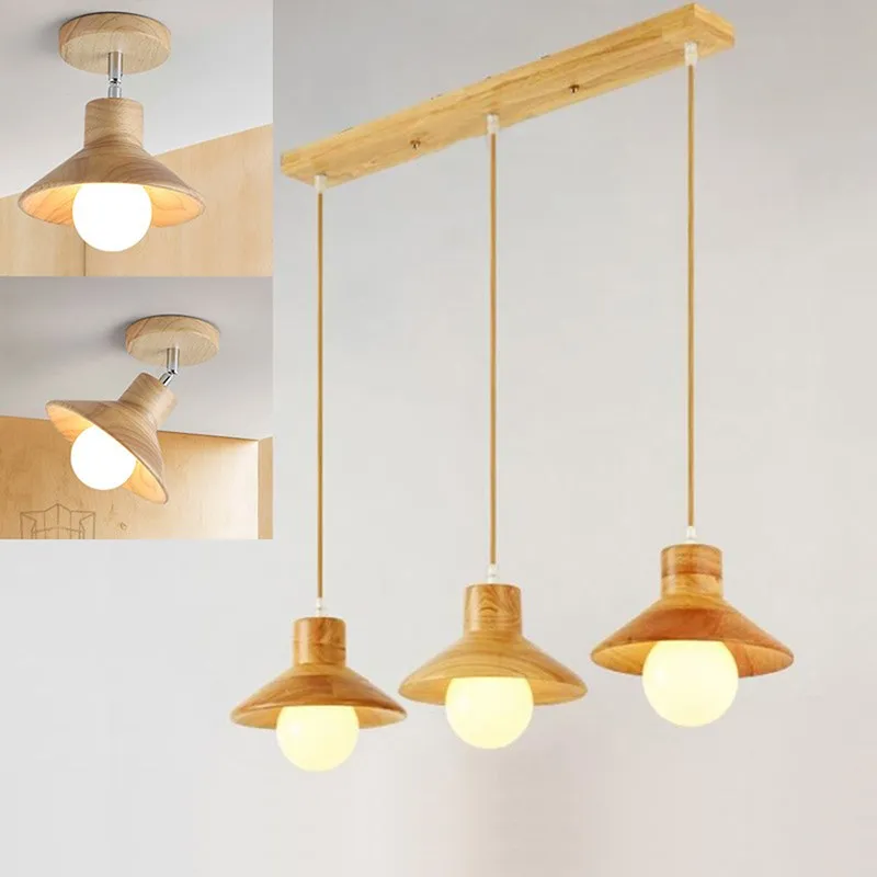Suspension LED en bois au design nordique E27 - Image 5