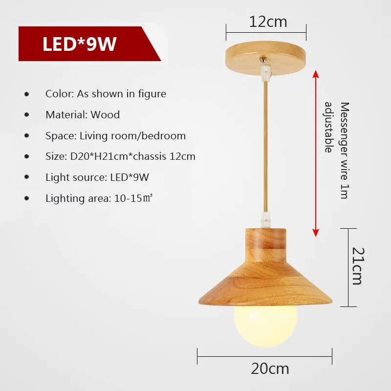 Suspension LED en bois au design nordique E27 - Image 8
