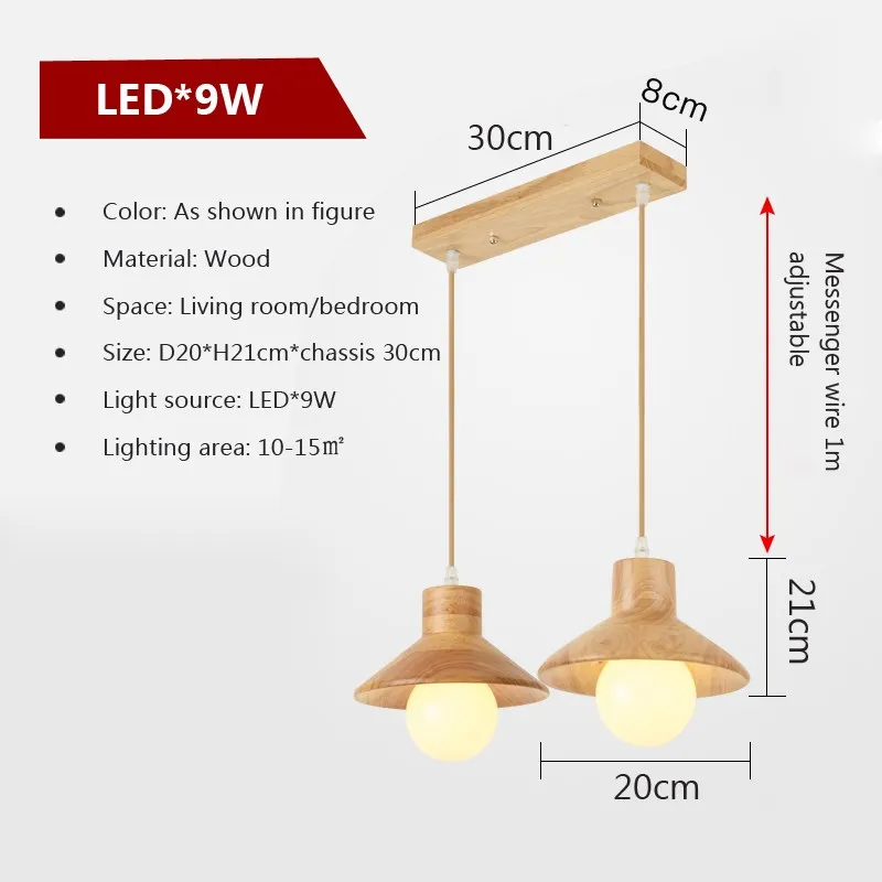 Suspension LED en bois au design nordique E27 - Image 9
