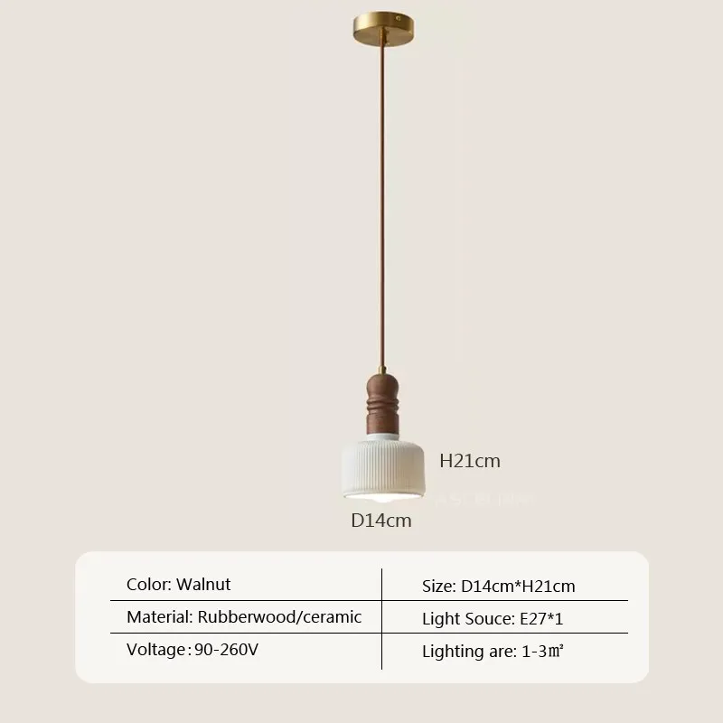 Suspension LED style nordique en bois massif et céramique - Image 10