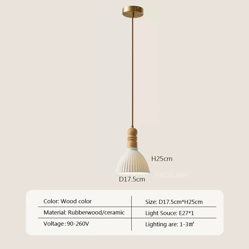 Suspension LED style nordique en bois massif et céramique - Image 11