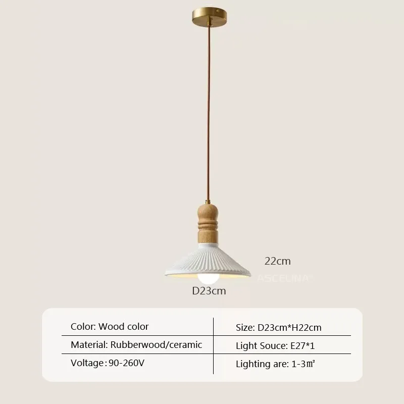 Suspension LED style nordique en bois massif et céramique - Image 13