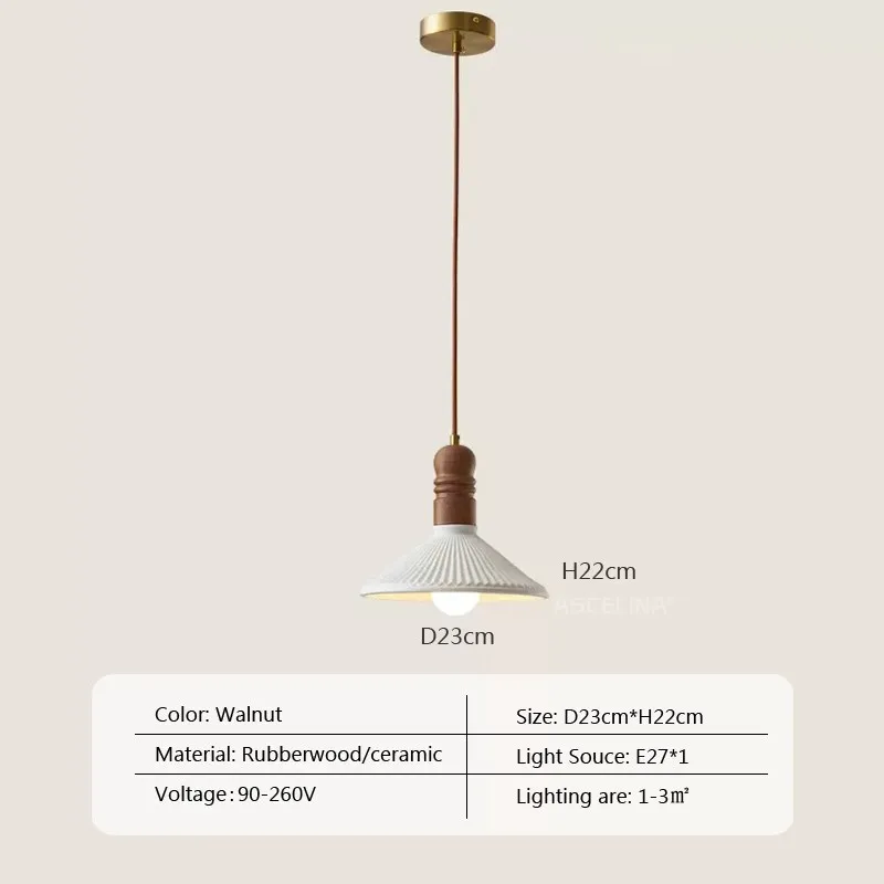 Suspension LED style nordique en bois massif et céramique - Image 14
