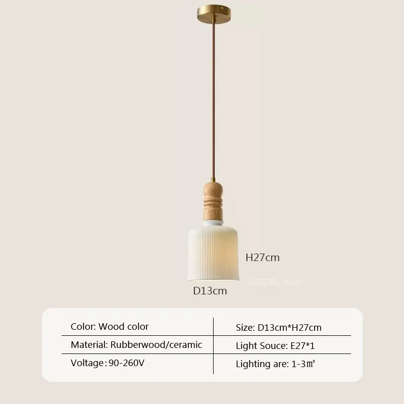 Suspension LED style nordique en bois massif et céramique - Image 7
