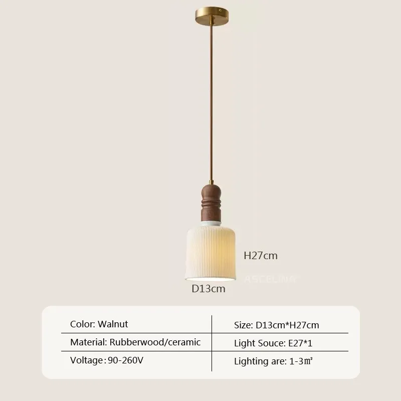 Suspension LED style nordique en bois massif et céramique - Image 8