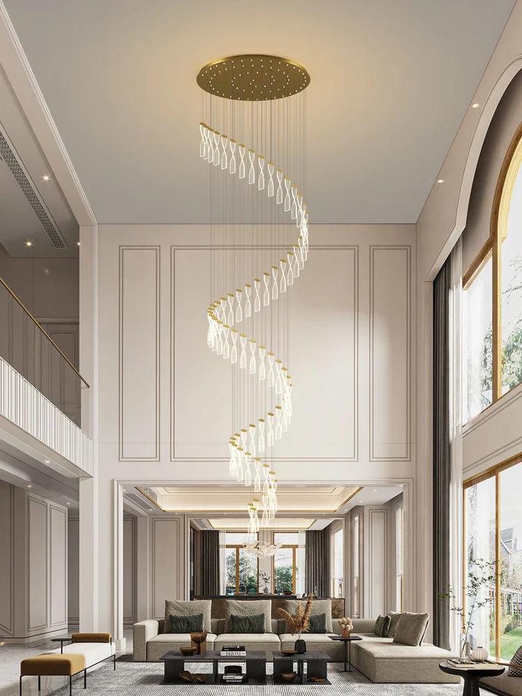lampe longue moderne design spirale pour intérieur hôtel et hall - Image 3