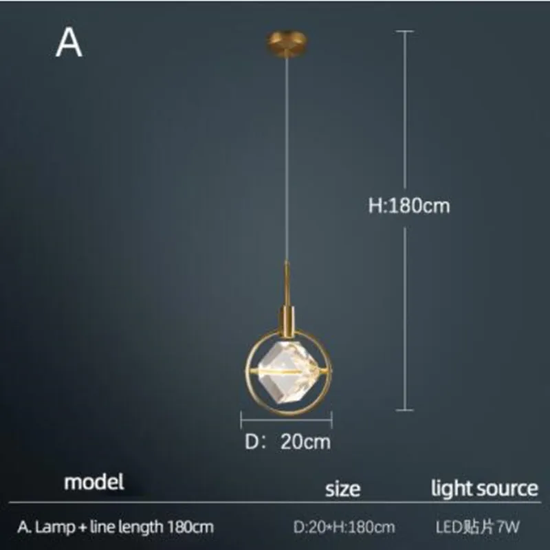lampe nordique créative en cristal pour restaurant et bar - Image 10