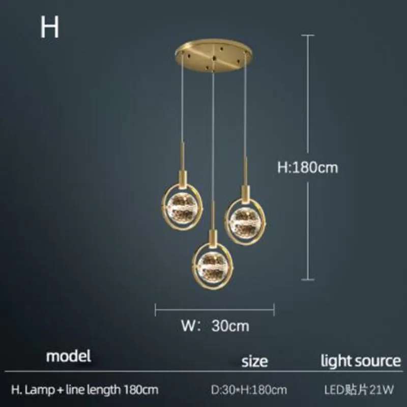 lampe nordique créative en cristal pour restaurant et bar - Image 11