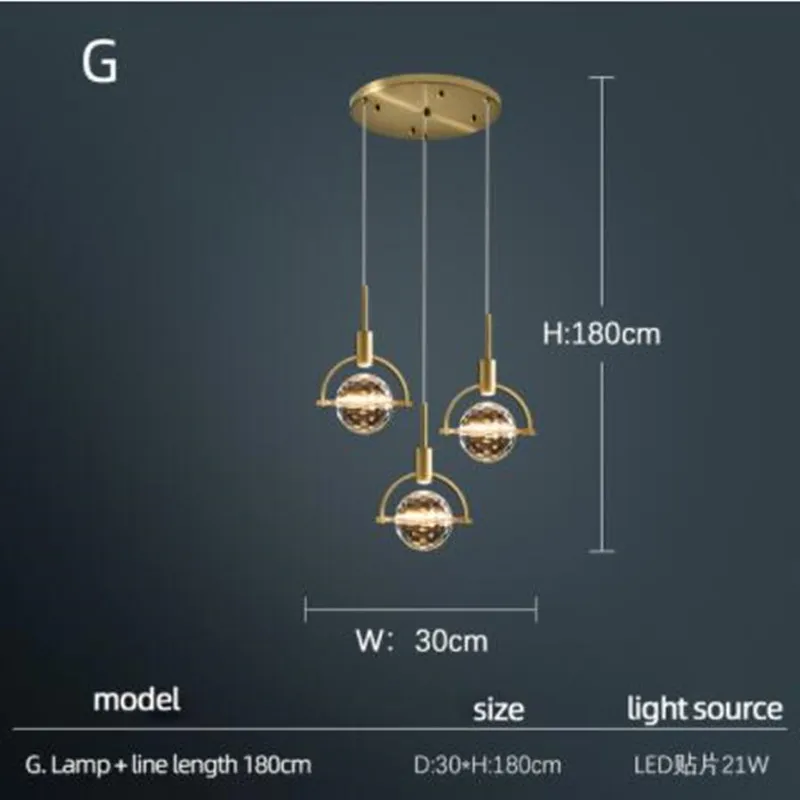 lampe nordique créative en cristal pour restaurant et bar - Image 12
