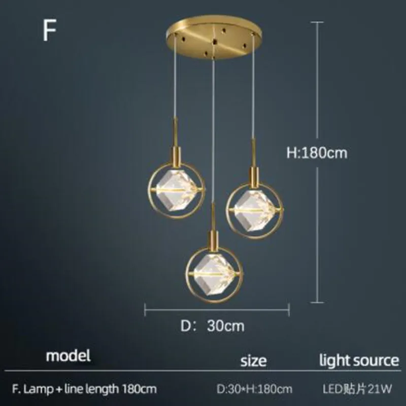 lampe nordique créative en cristal pour restaurant et bar - Image 13