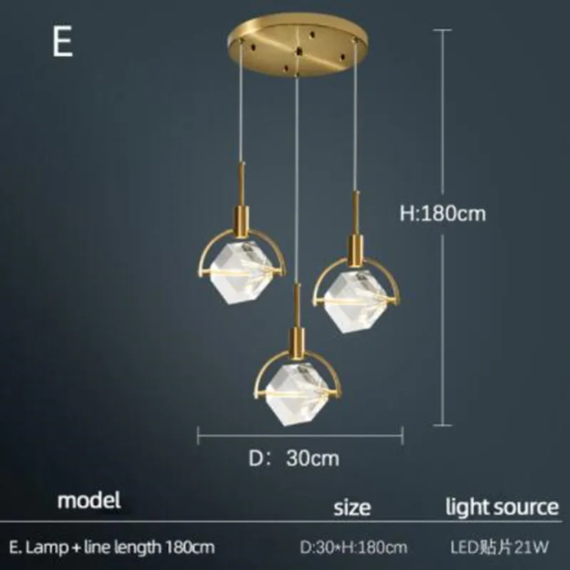 lampe nordique créative en cristal pour restaurant et bar - Image 14