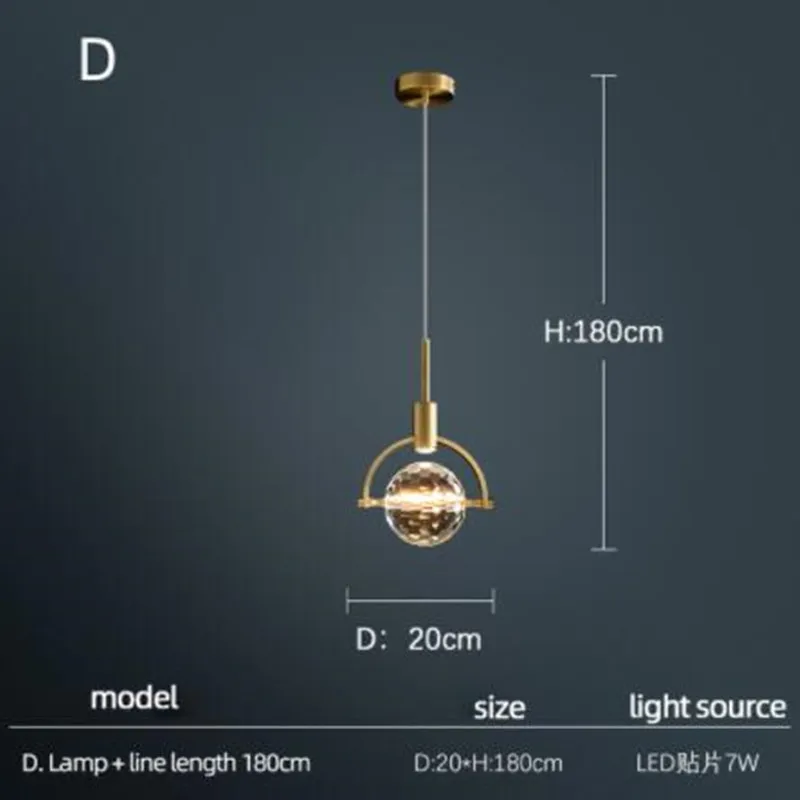 lampe nordique créative en cristal pour restaurant et bar - Image 7