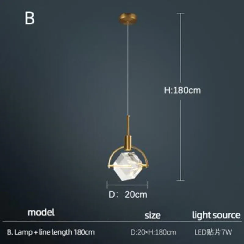 lampe nordique créative en cristal pour restaurant et bar - Image 9