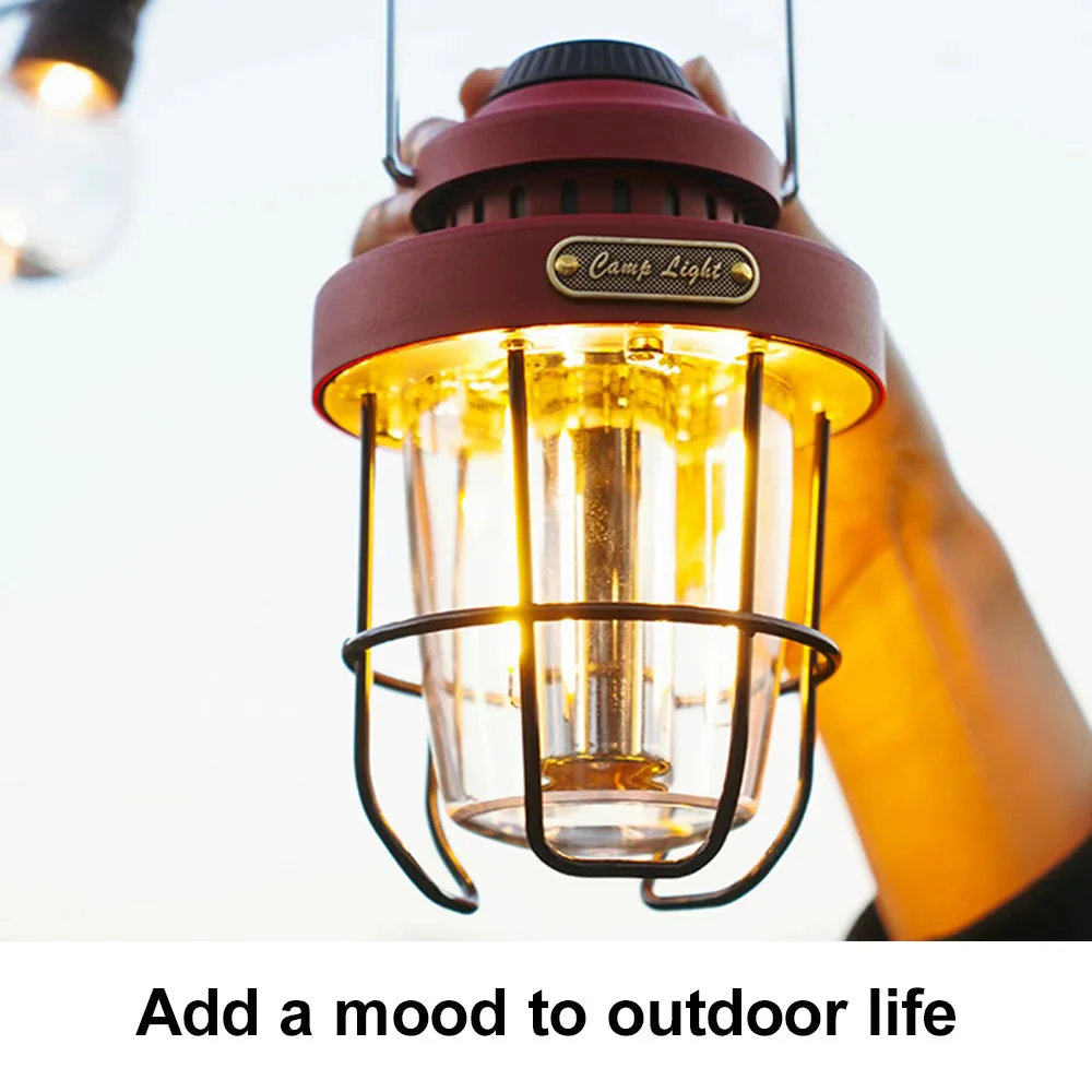 lampe rétro portable rechargeable pour camping et éclairage extérieur - Image 3