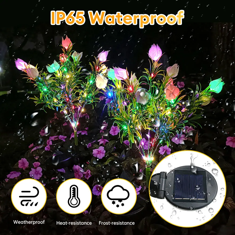 lampe solaire décorative pour jardin en forme de fleur lumineuse - Image 3