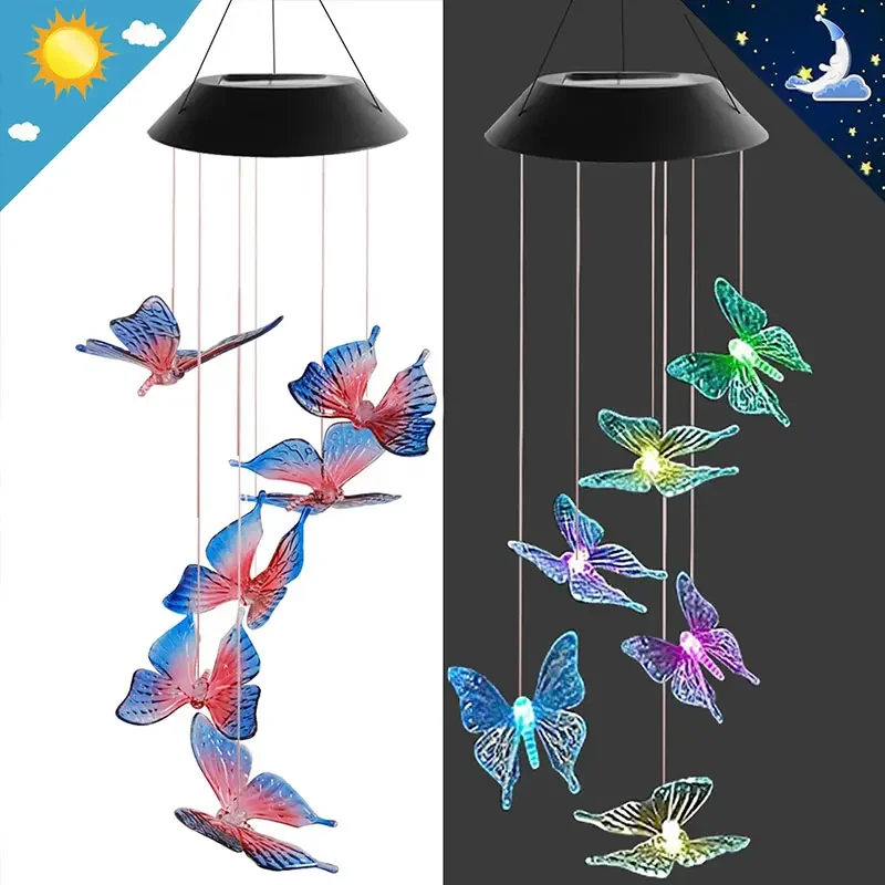 lampe solaire led colorée avec boule cristal papillon pour jardin - Image 10
