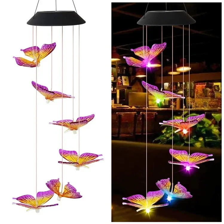 lampe solaire led colorée avec boule cristal papillon pour jardin - Image 11