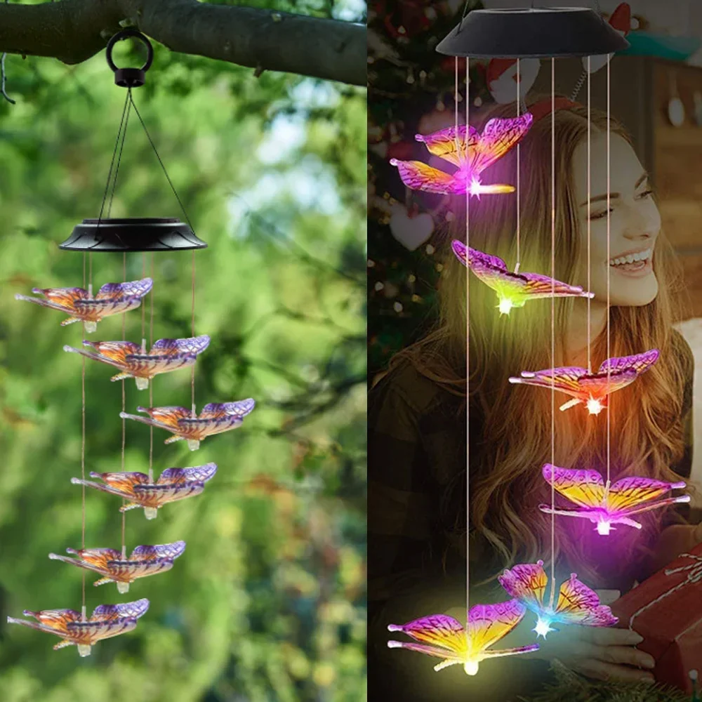lampe solaire led colorée avec boule cristal papillon pour jardin - Image 7