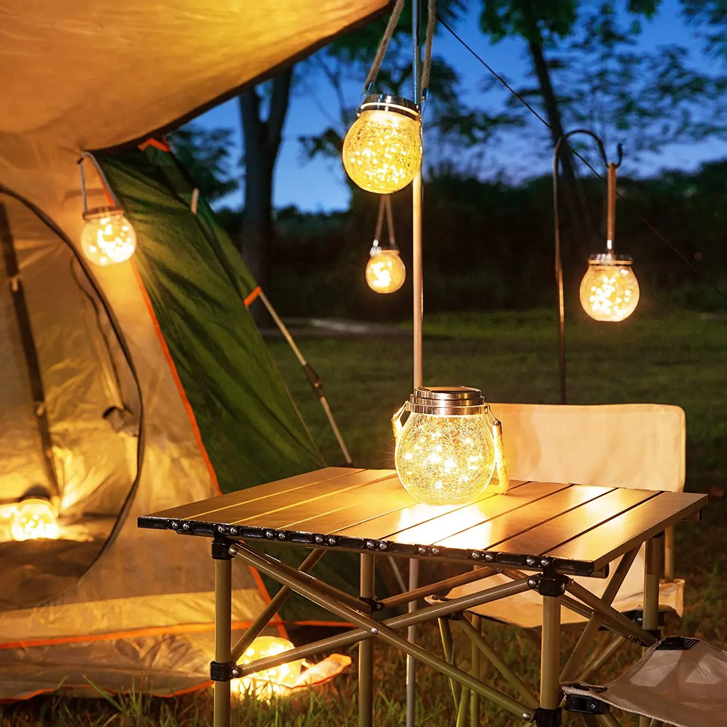 lampe solaire suspendue en verre craquelé pour jardin et extérieur - Image 3