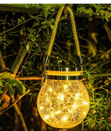 lampe solaire suspendue en verre craquelé pour jardin et extérieur - Image 7