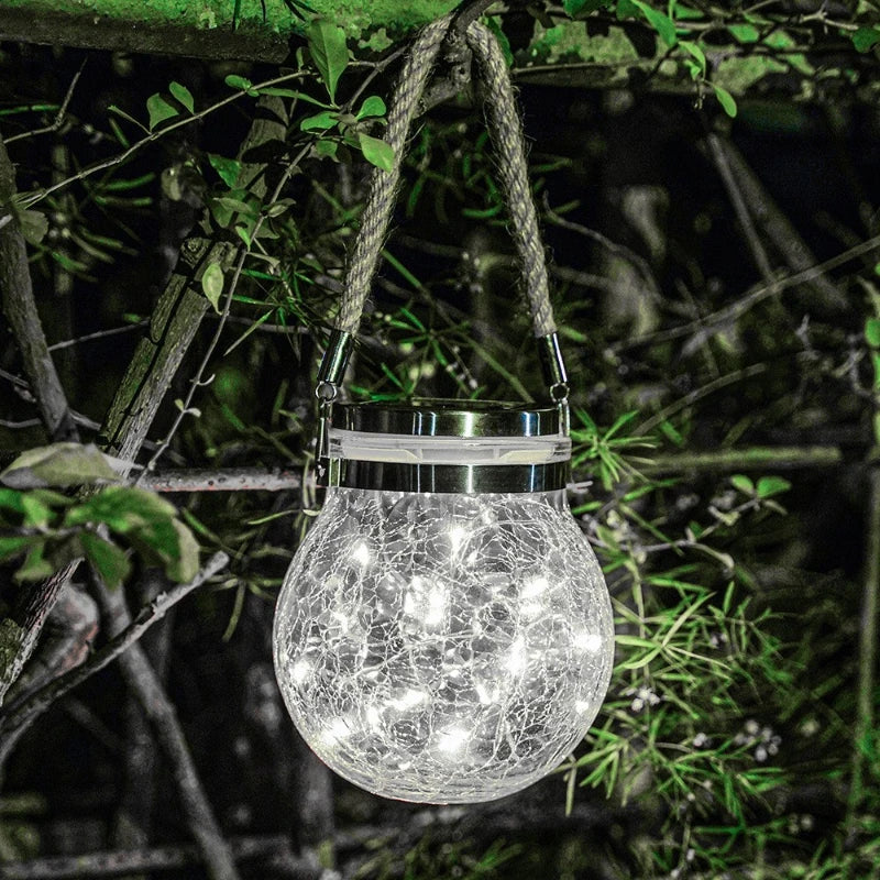 lampe solaire suspendue en verre craquelé pour jardin et extérieur - Image 8