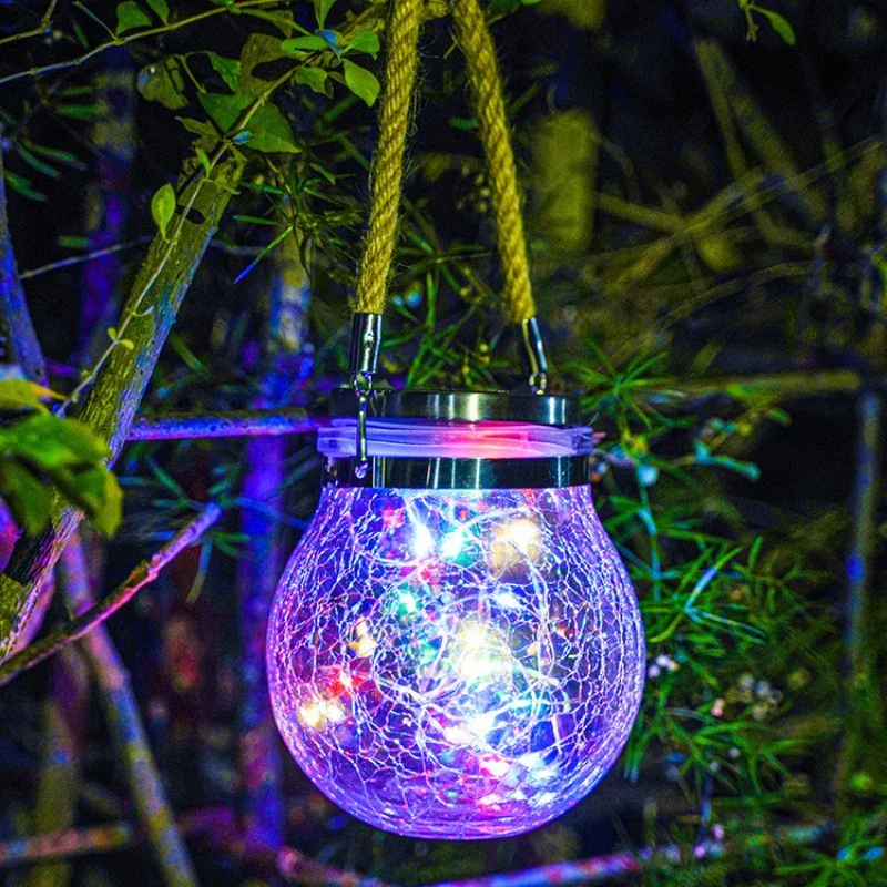 lampe solaire suspendue en verre craquelé pour jardin et extérieur - Image 9