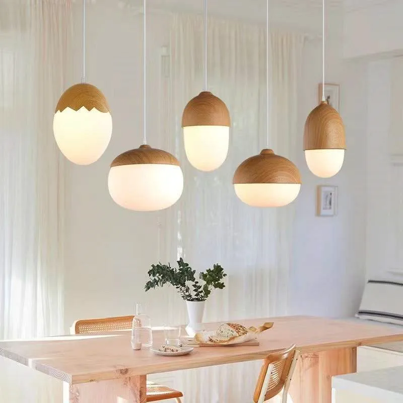 Suspension de lustre en grain de bois de style moderne nordique pour salon salle de réunion chambre luminaires intérieurs lampes suspendues - Image 2