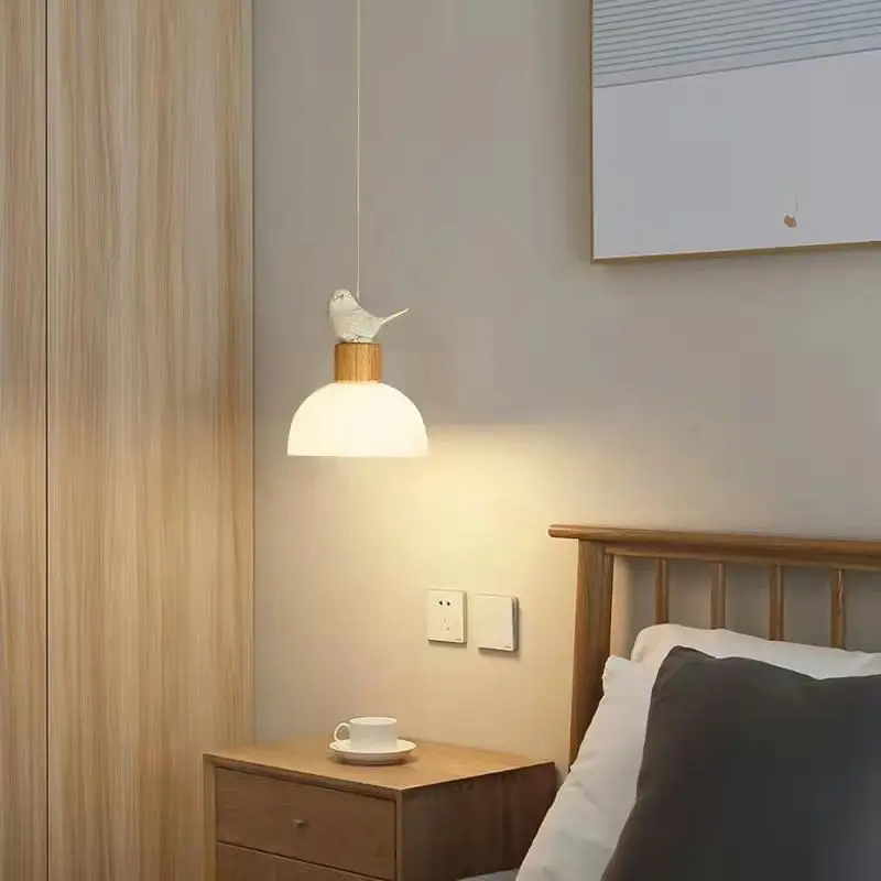 Suspension en verre nordique Led créative pour salle à manger cuisine Restaurant chambre chevet décor à la maison petit oiseau lampes suspendues - Image 3