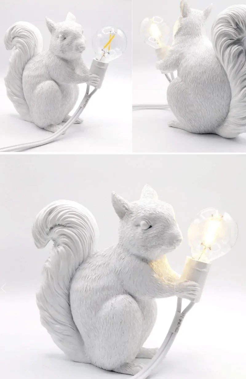 lampes de table écureuils en résine pour décoration et cadeau - Image 4