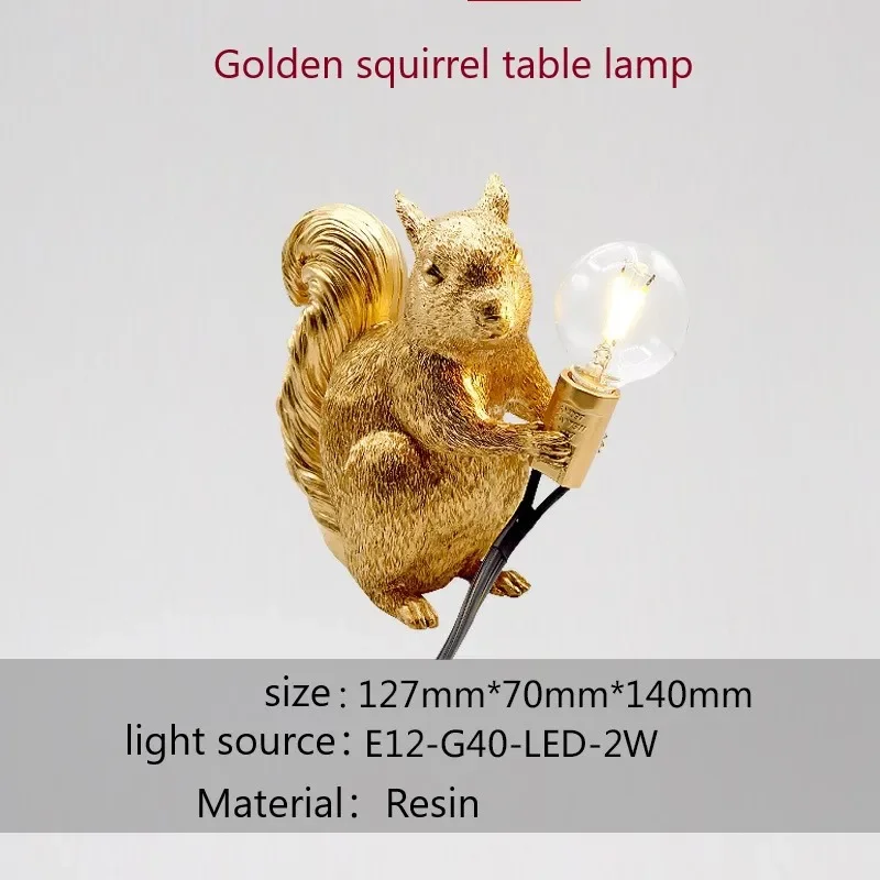 lampes de table écureuils en résine pour décoration et cadeau - Image 6