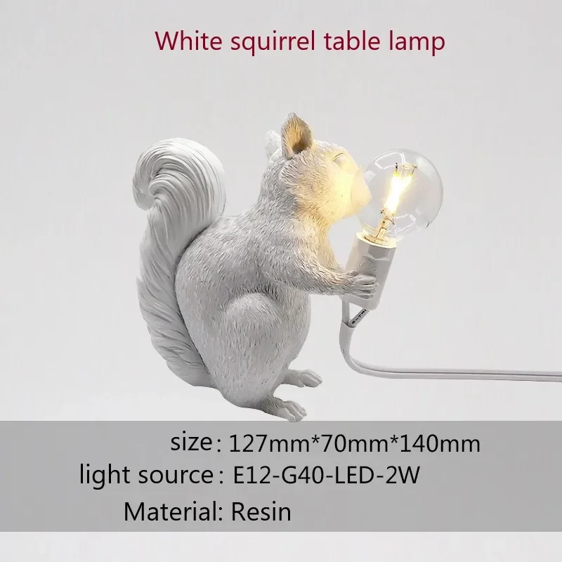lampes de table écureuils en résine pour décoration et cadeau - Image 7