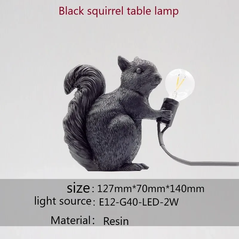 lampes de table écureuils en résine pour décoration et cadeau - Image 8